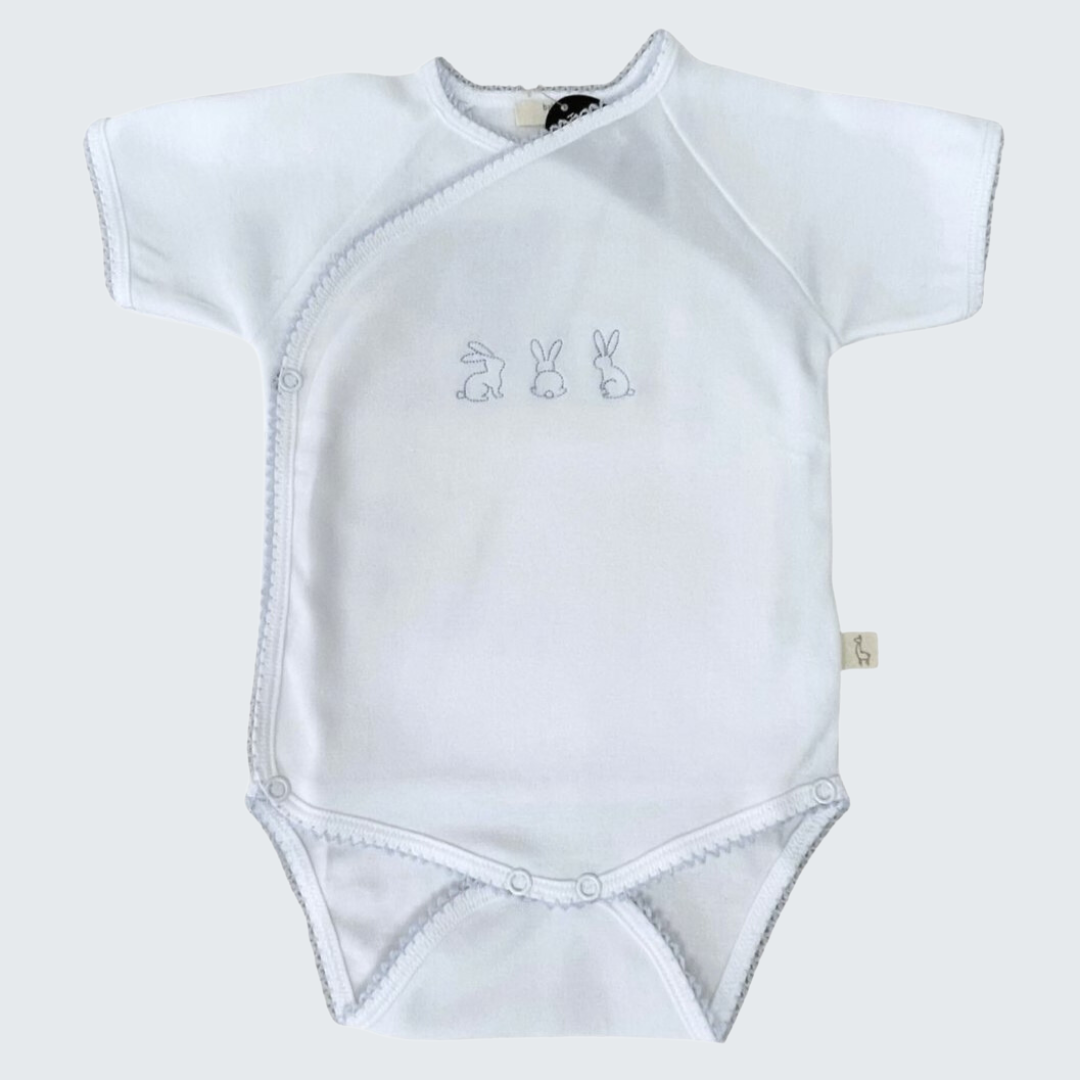 Baby Suit Short White With Blue Embroidery 0-3 months