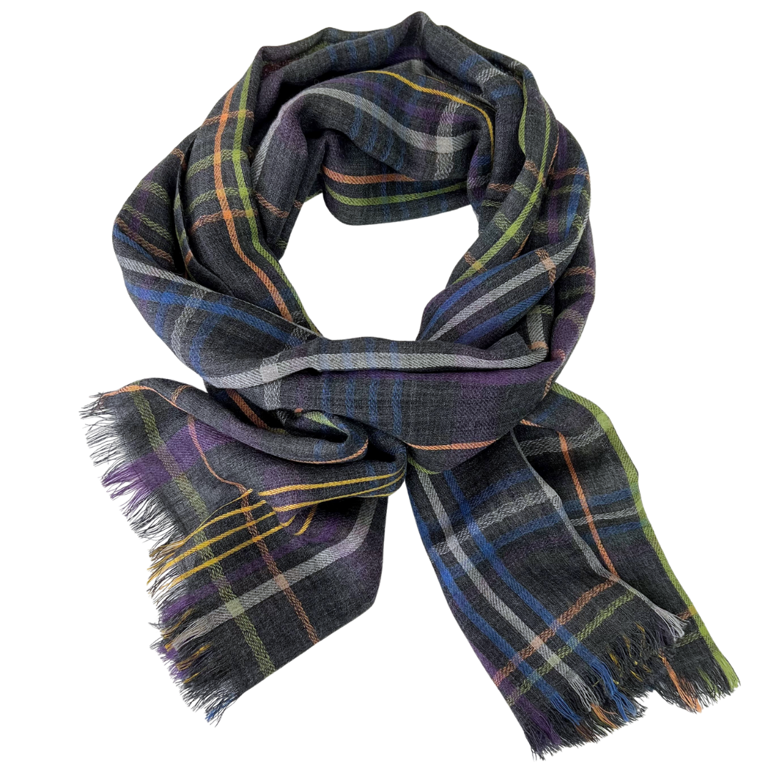 Scarf - Charcoal & Yellow Check