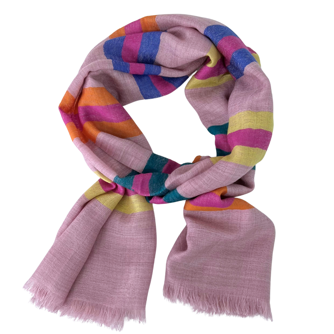 Scarf -  Pink Thick Stripe
