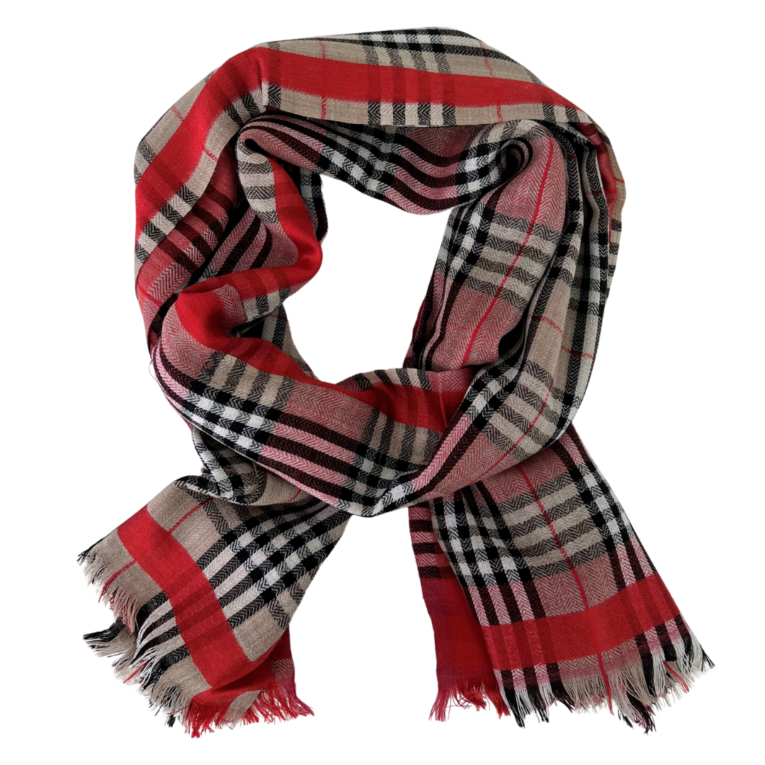 Scarf - Red Burberry Check