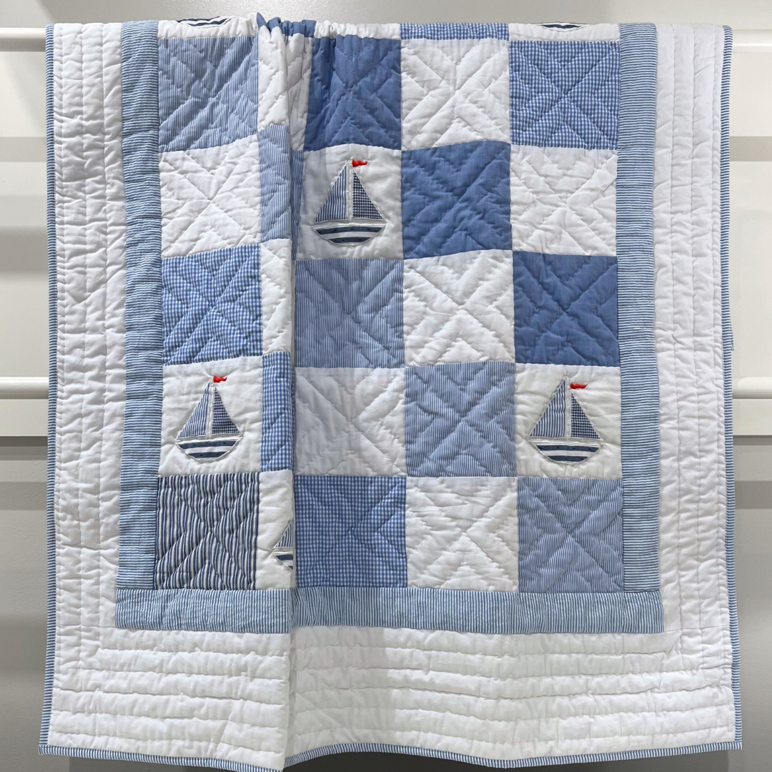 Cot Quilt Blue Boat – Home and Abroad Trading