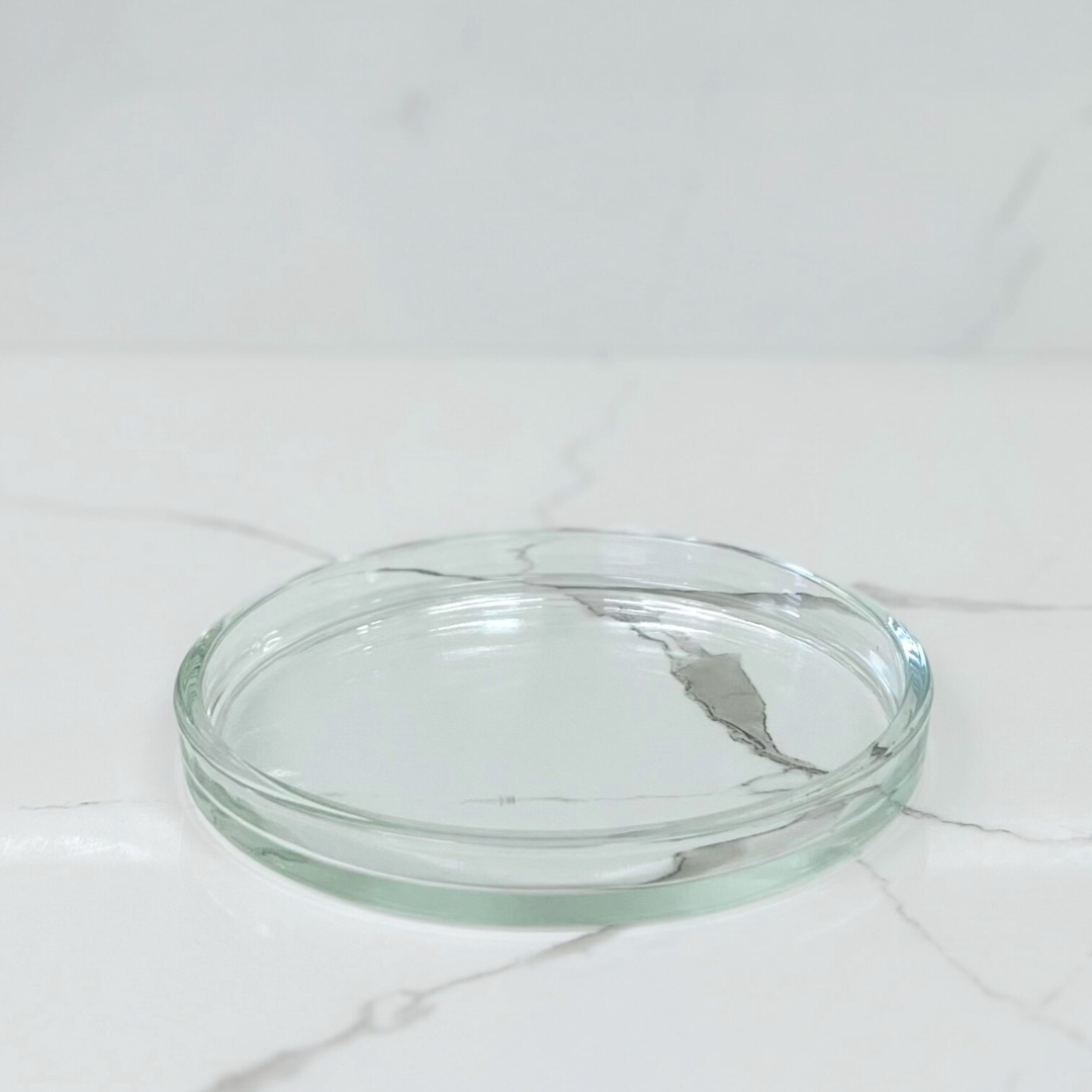 Large Glass Candle Plate with Lip