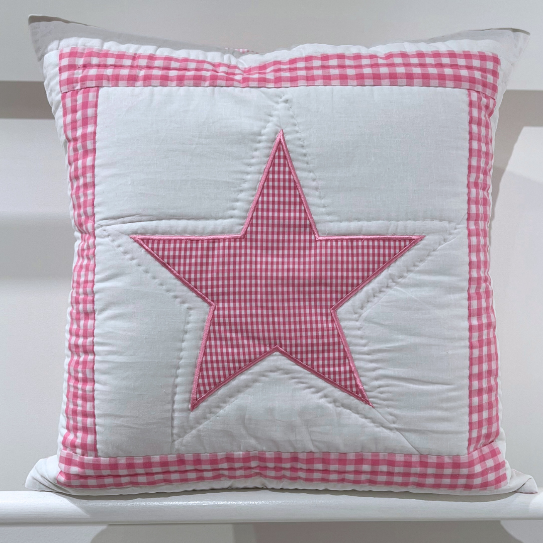 Quilted Cushion Cover - Pink Star