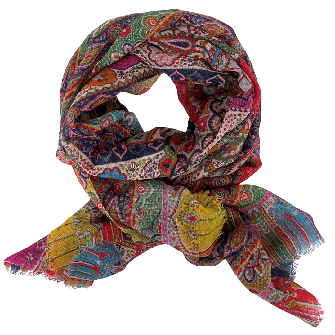 Scarf - Paisley Red Multi
