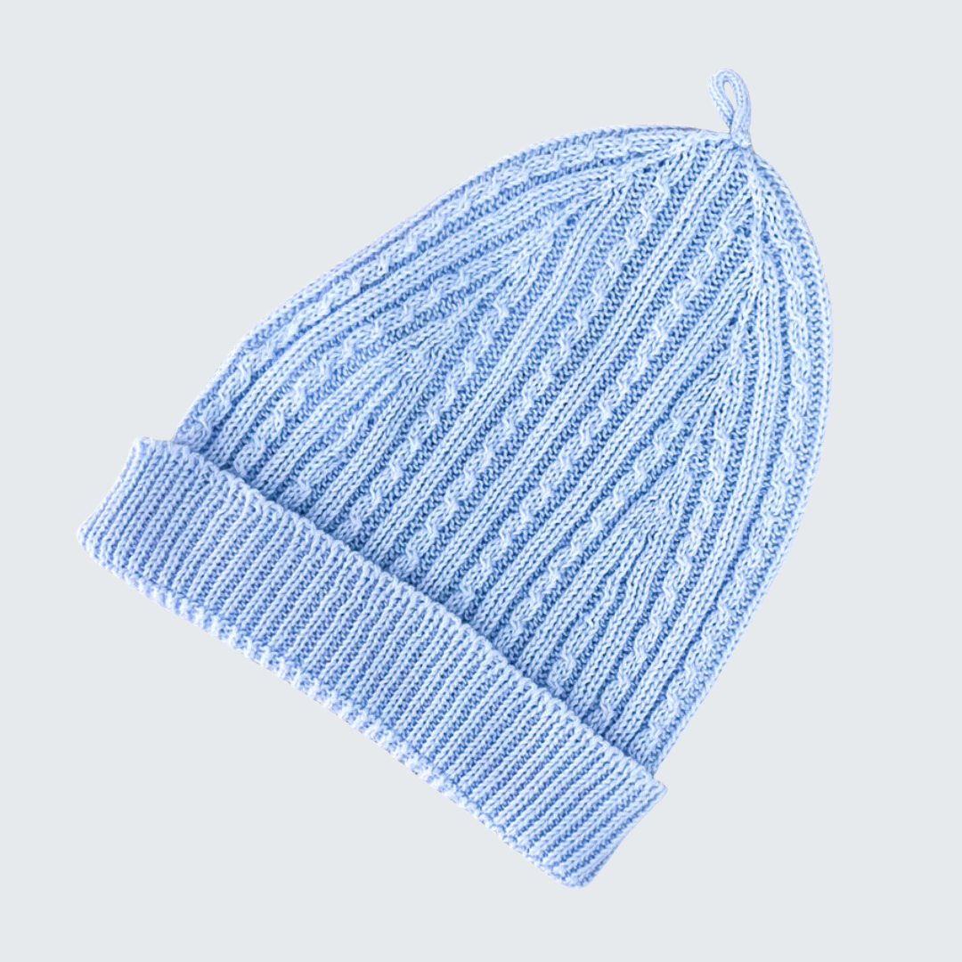 Cable Knit Hat Blue