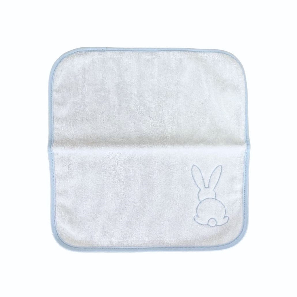 Baby Face Washer White Velour With Blue Bunny