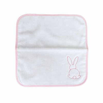 Baby Face Washer White Velour With Pink Bunny