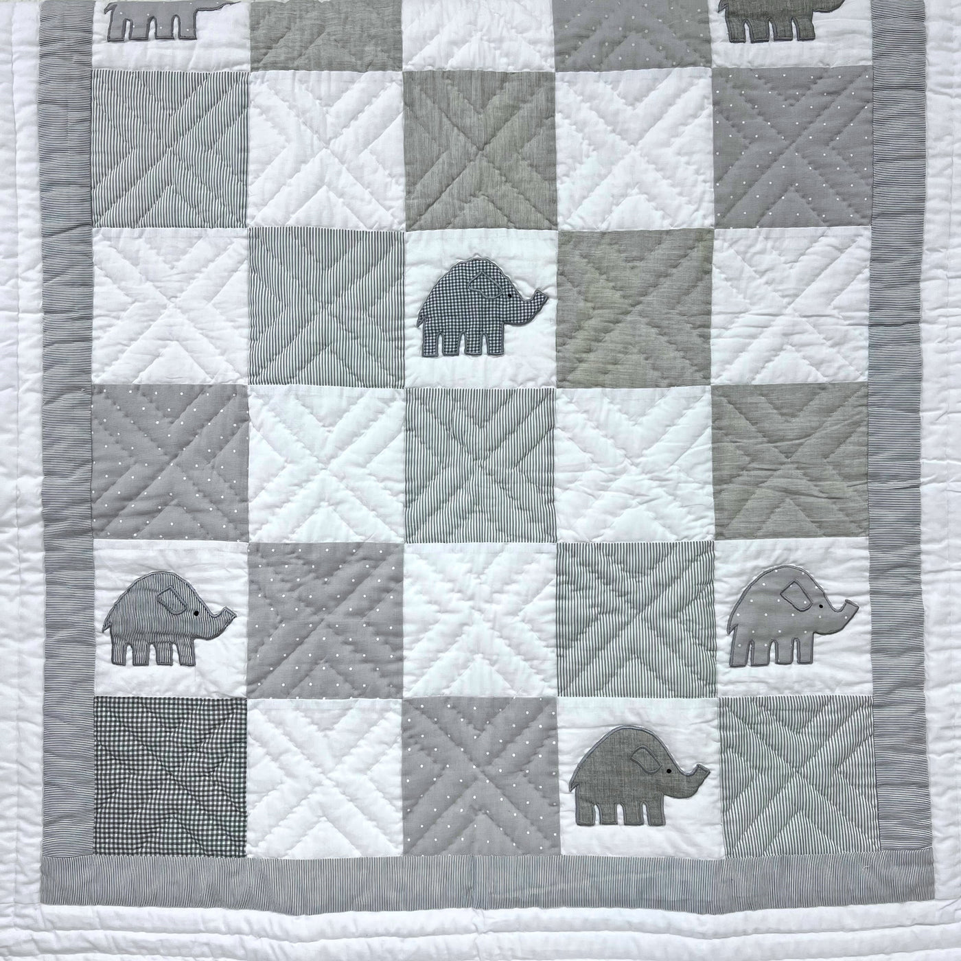 Cot Quilt Grey Elephant