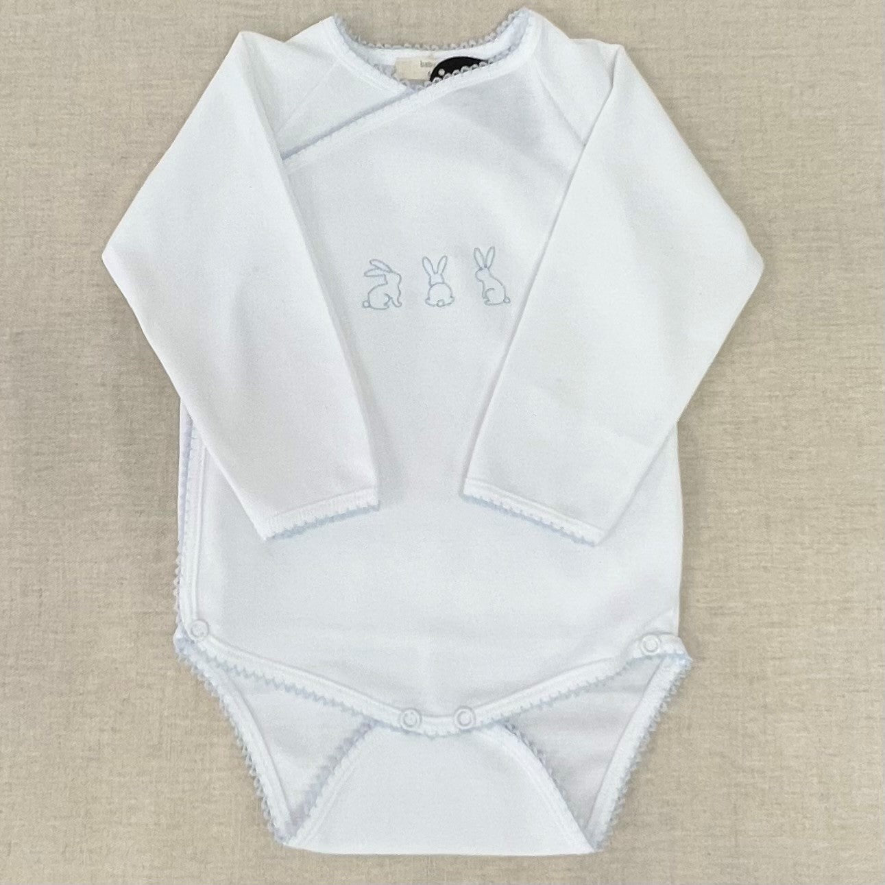 Baby Suit Long White With Blue Embroidery 0-3 months