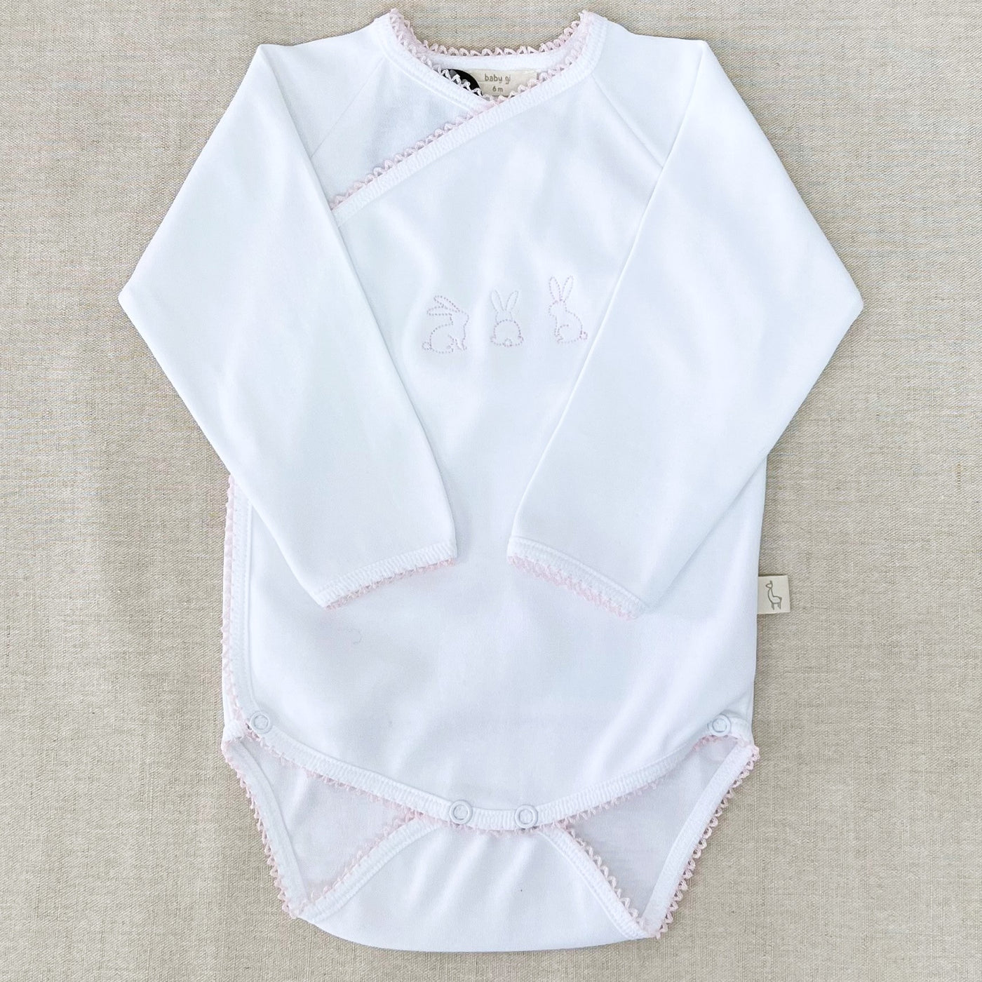 Baby Suit Long White With Pink Embroidery 0-3 months