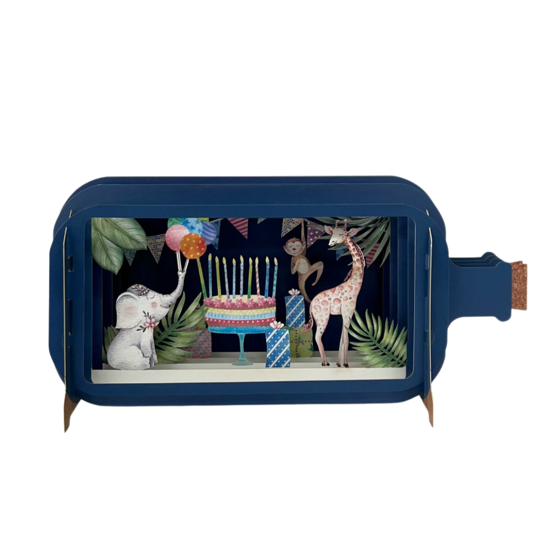 3D Pop-Up Card - Message in a bottle (Animal Birthday)