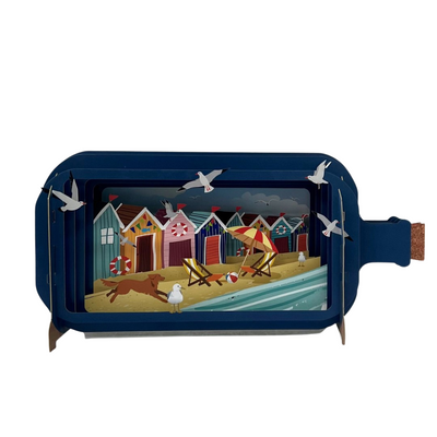 3D Pop-Up Card - Message in a bottle (Beach Huts)