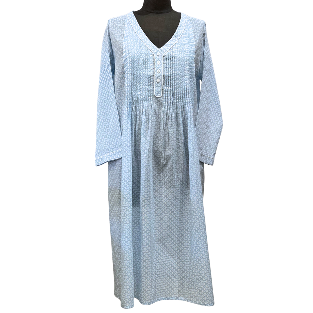 3/4 Sleeve Nightie - Jali Blue