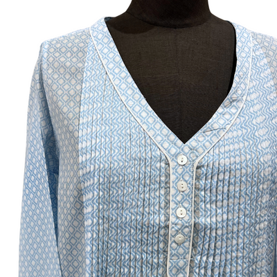3/4 Sleeve Nightie - Jali Blue