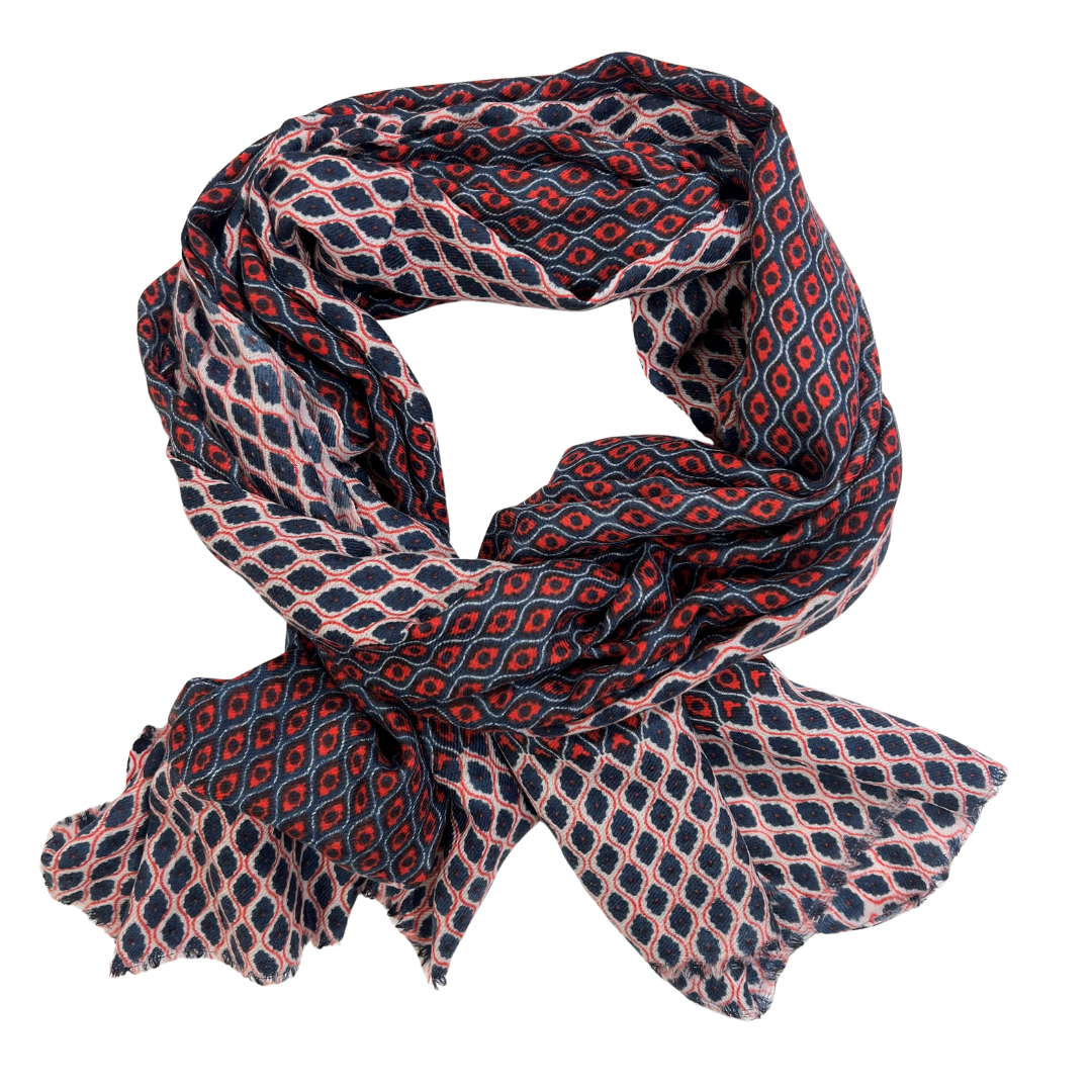 Scarf - Diamond Navy/Red
