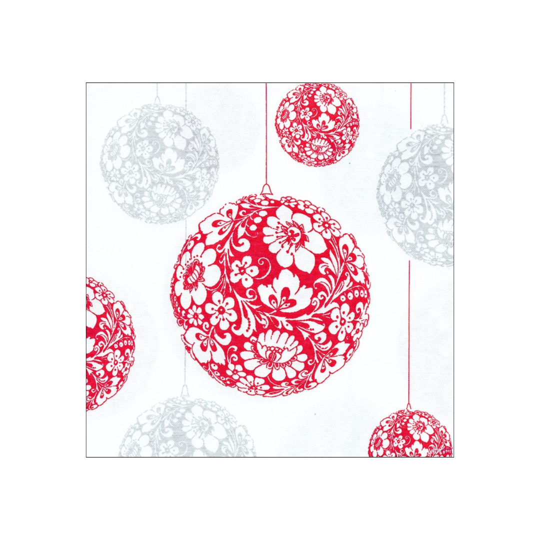 Cocktail Serviette - Boule Rouge Argent