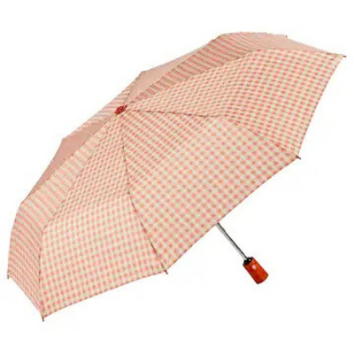 Automatic Compact Umbrella - Orange Gingham