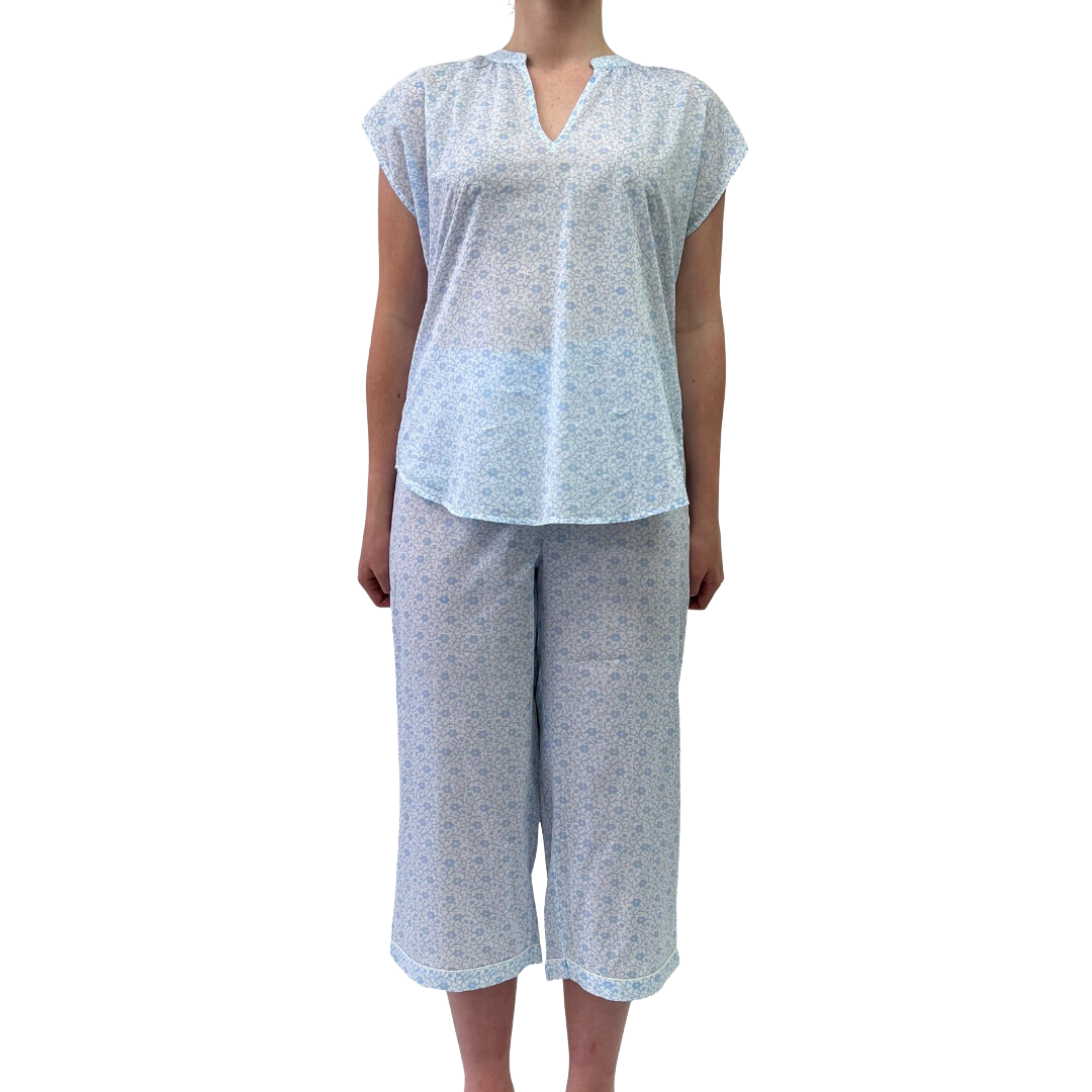 Short Cap Sleeve Cami & 3/4 Pants - Blue