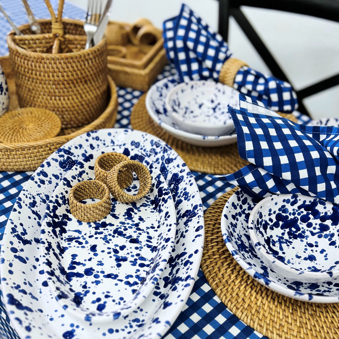 Navy & Royal Blue Check Table Cloth