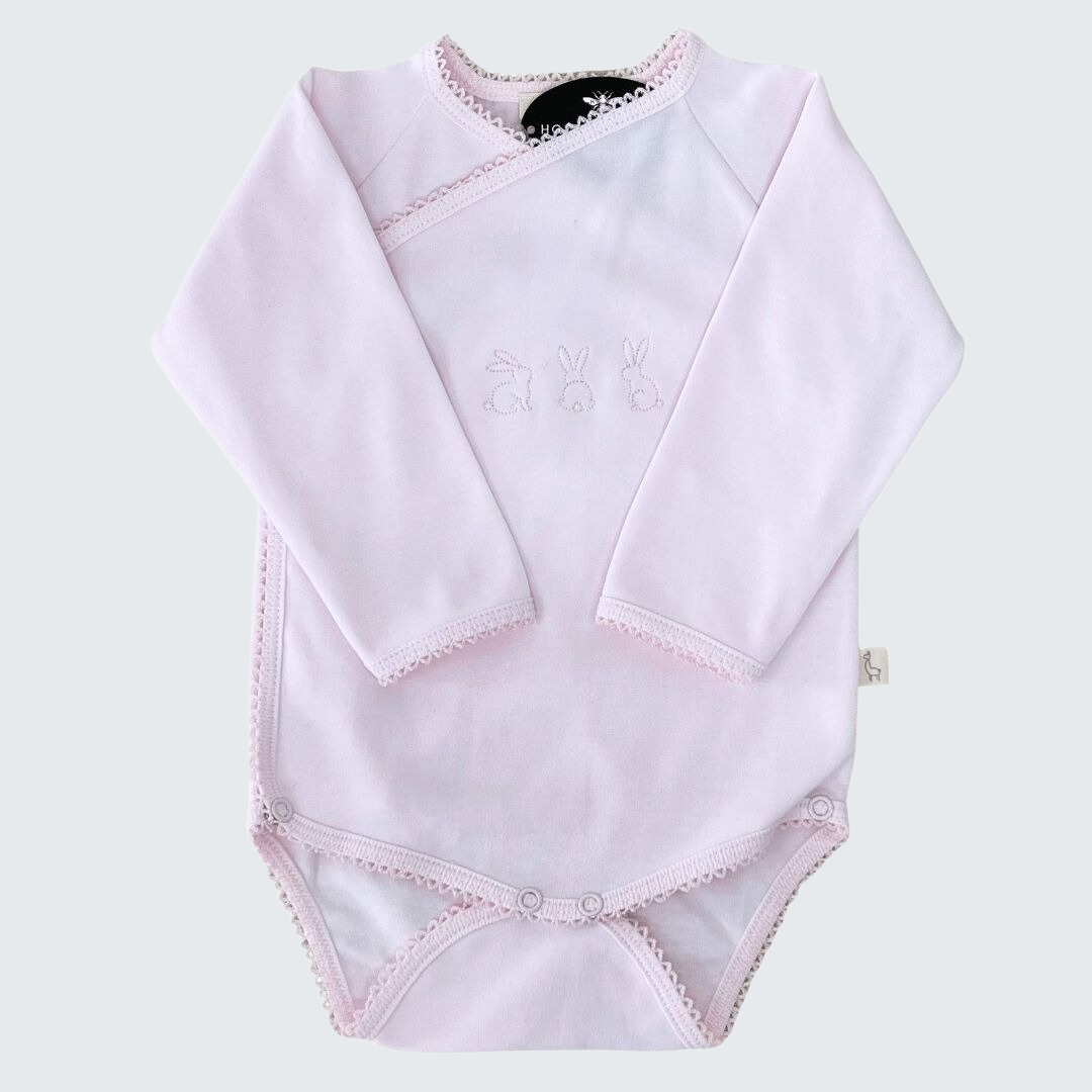 Baby Suit Long Pink With Pink Embroidery 0-3 months