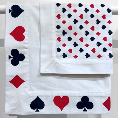 Bridge Napkin - Raspberry & Navy