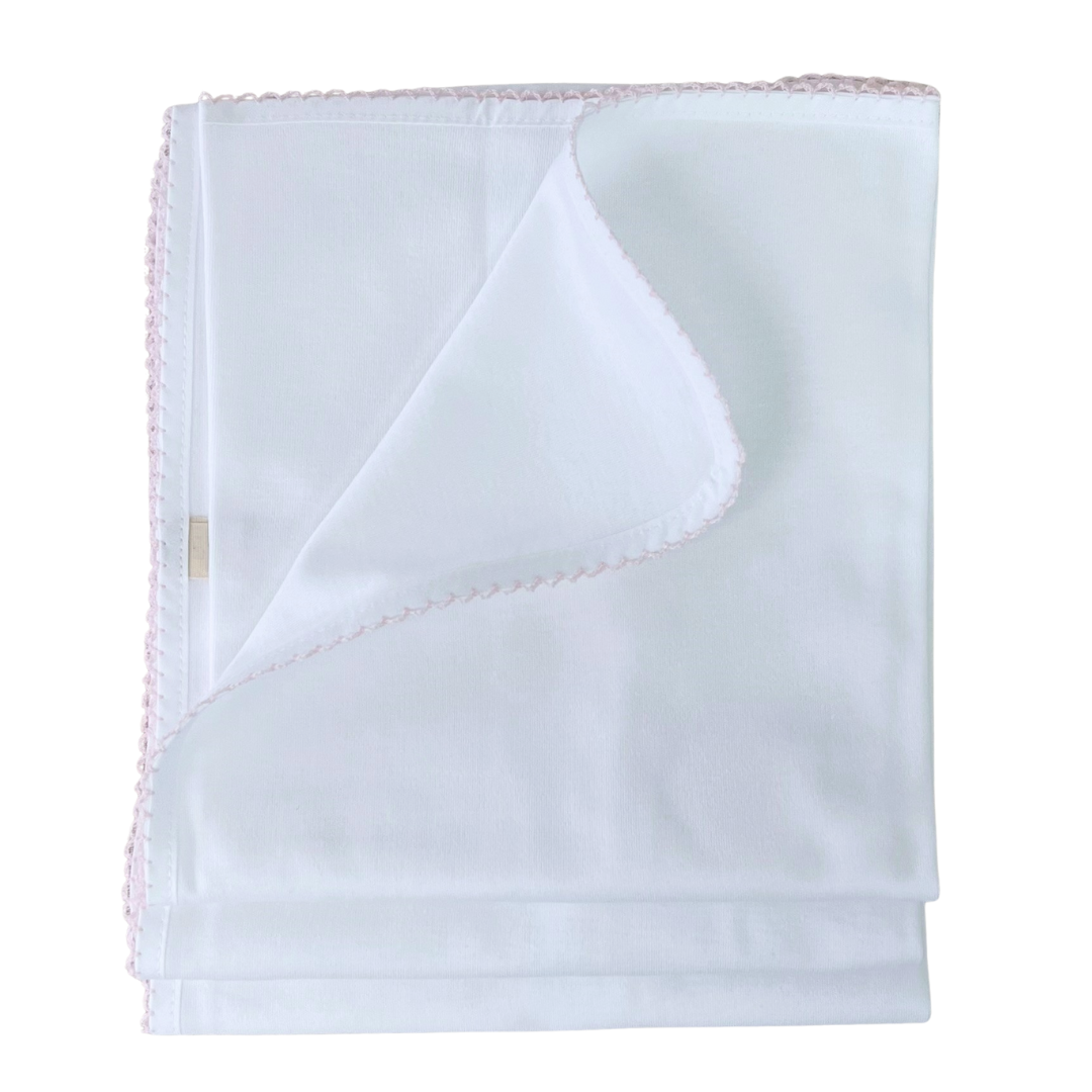 Cotton Wrap - White With Pink Trim