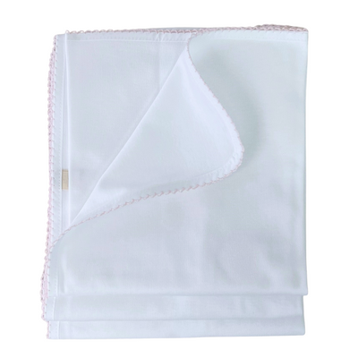 Cotton Wrap - White With Pink Trim