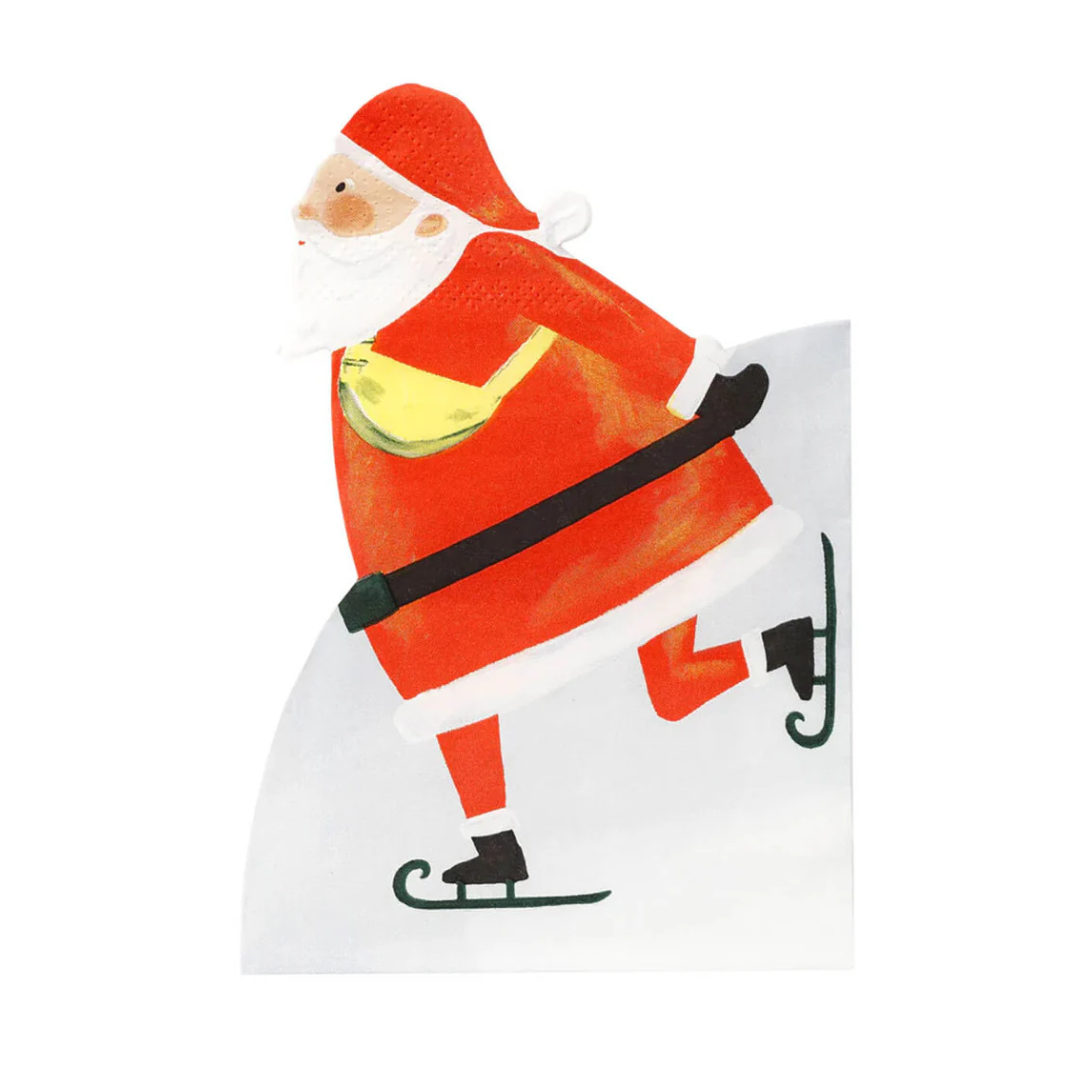 Lunch/Dinner Serviette - Skating Santa