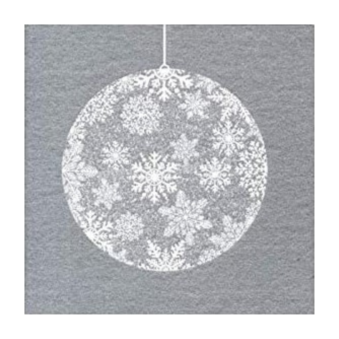 Lunch/Dinner Serviette - Boule De Noel Argent