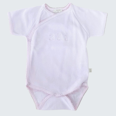 Baby Suit Short Pink With Pink Embroidery 0-3 months