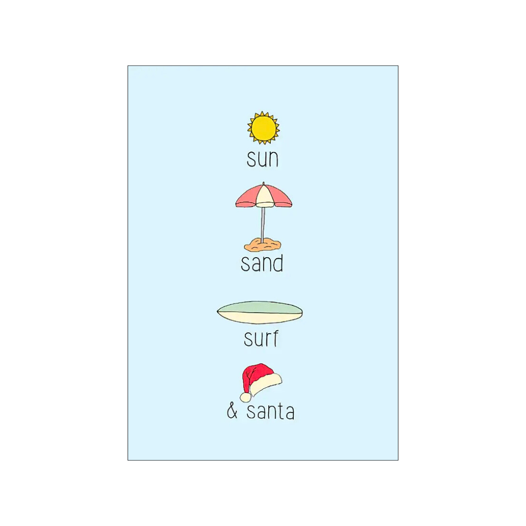 Christmas Card - Sun, Sand, Surf, Santa