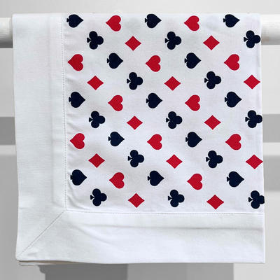 Bridge Napkin - Raspberry & Navy