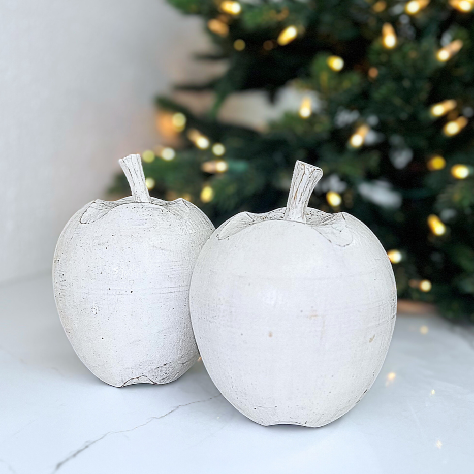 Wooden Fruit - White Wash Apple