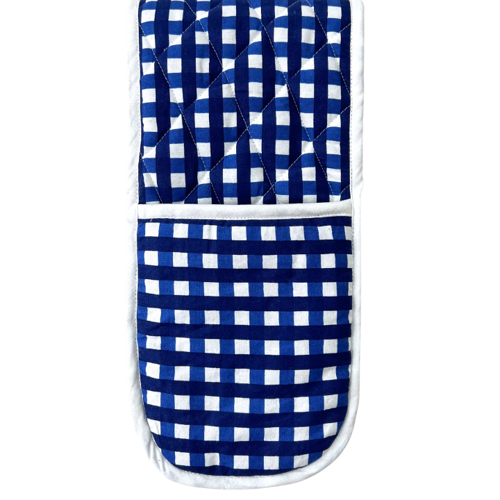 Navy & Royal Blue Check Double Oven Glove