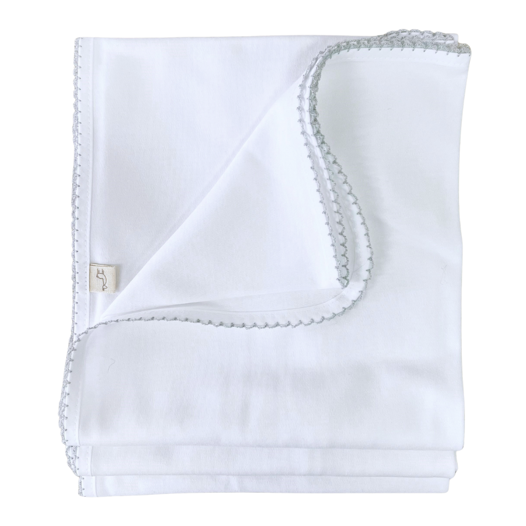Cotton Wrap - White With Grey Trim