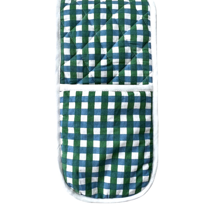 Denim & Sage Check Double Oven Glove