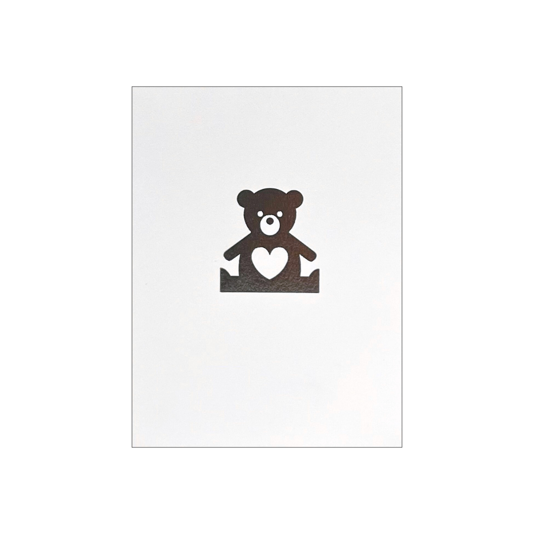 Card - New Baby Silver Teddy Bear