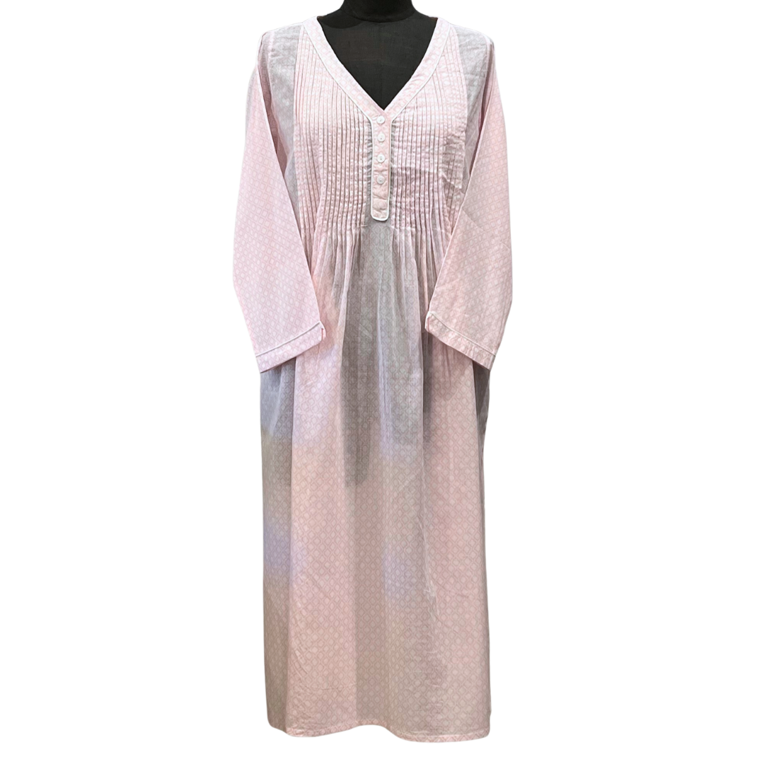 3/4 Sleeve Nightie - Jali Pink