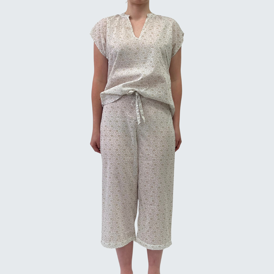 Short Cap Sleeve Cami & 3/4 Pants - Linen