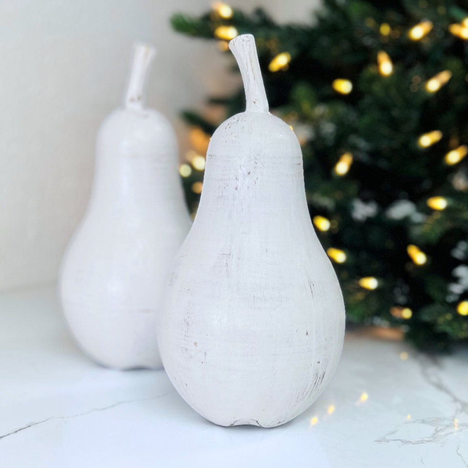 Wooden Fruit - White Wash Pear