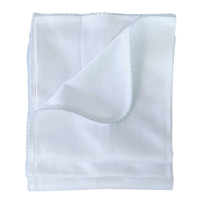 Cotton Wrap - White With Blue Trim