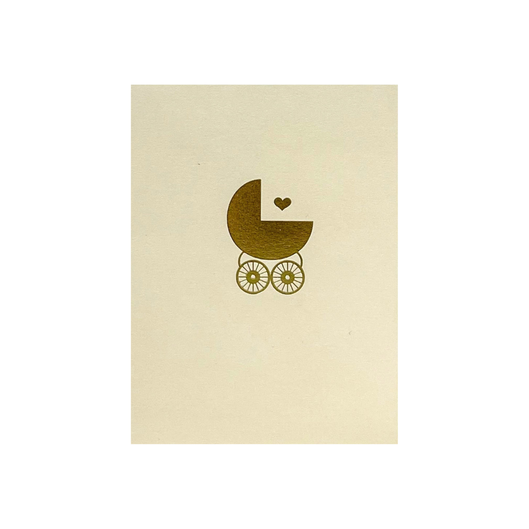 Card - New Baby Gold Pram