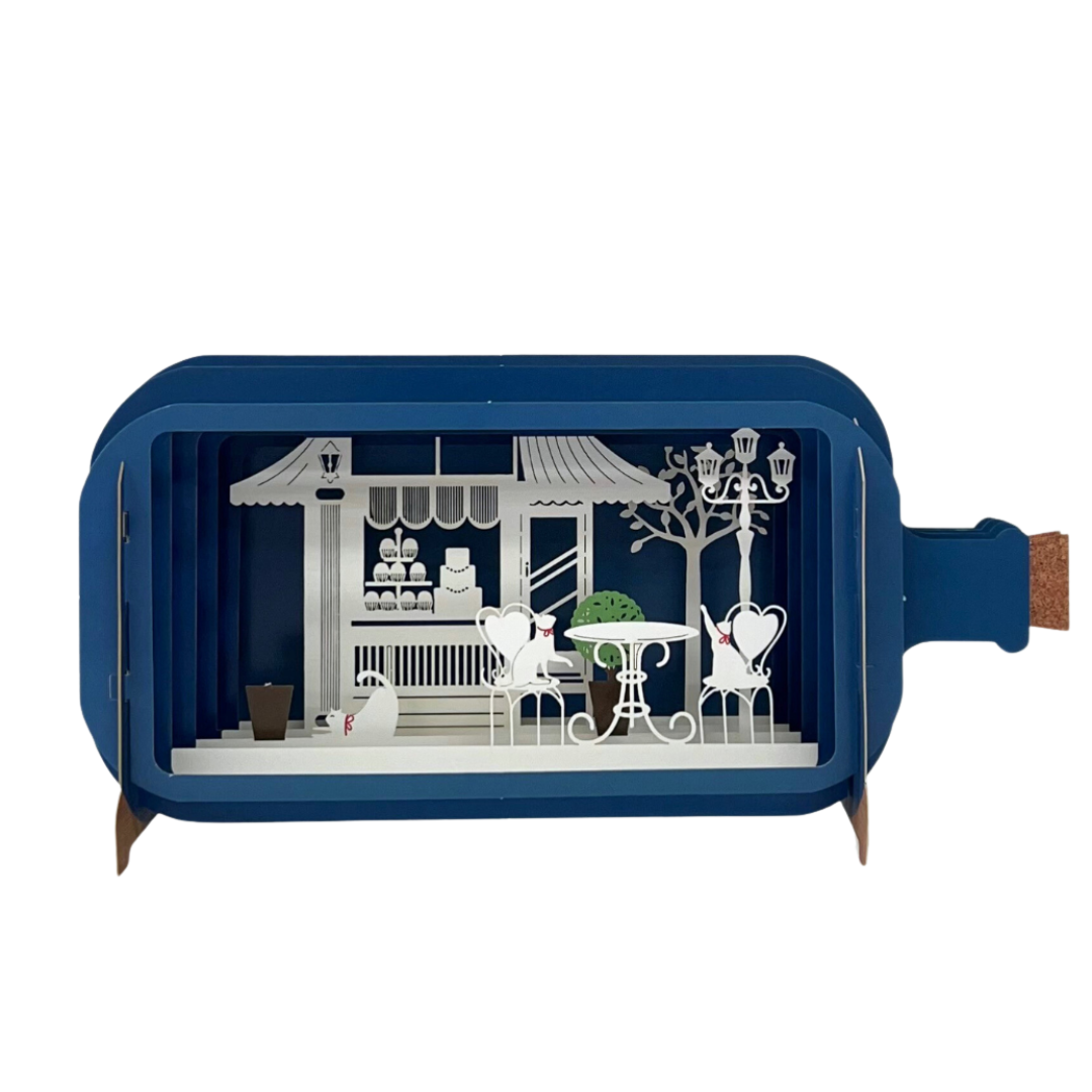 3D Pop-Up Card - Message in a bottle (Cat Cafe)
