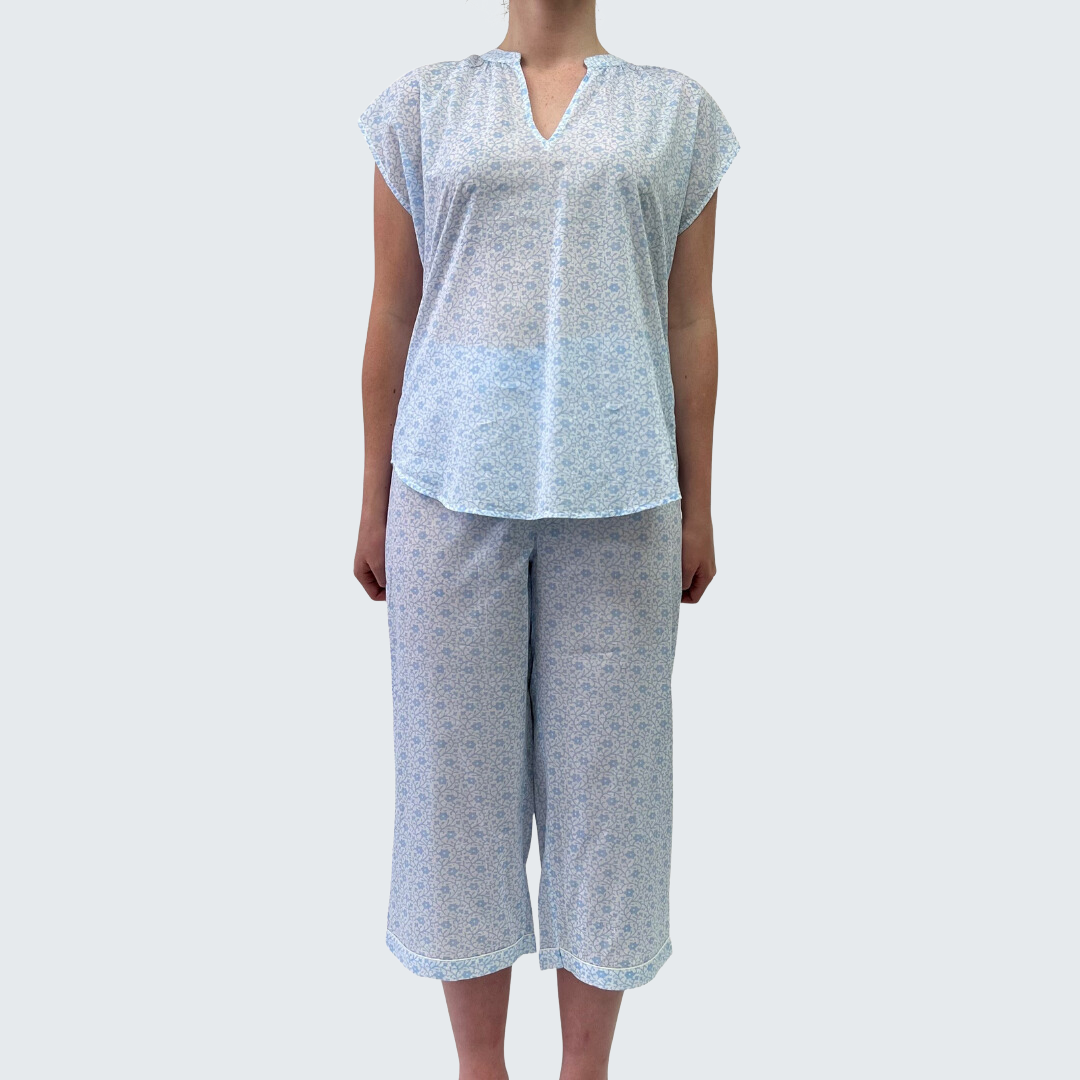 Short Cap Sleeve Cami & 3/4 Pants - Blue