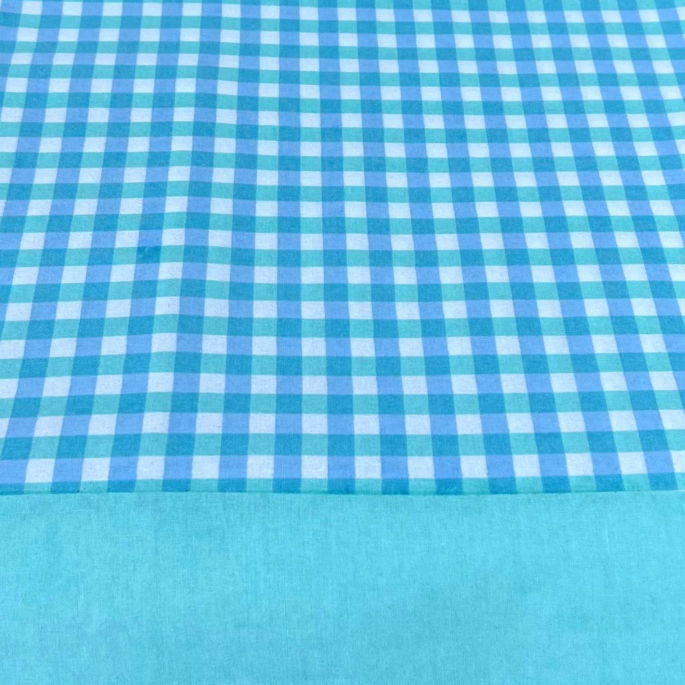 Aqua & Blue Check Table Cloth