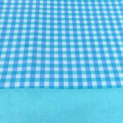 Aqua & Blue Check Table Cloth