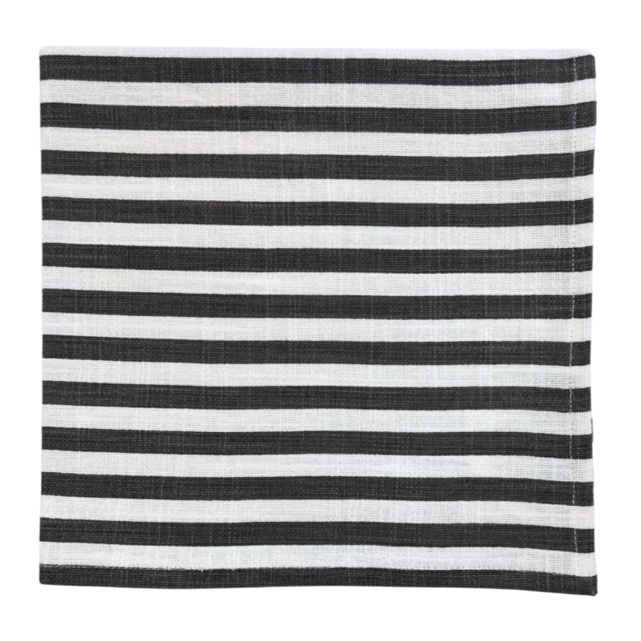 Cotton Stripe Napkin - Charcoal