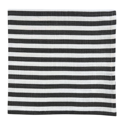 Cotton Stripe Napkin - Charcoal
