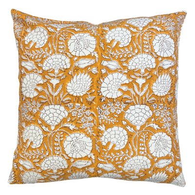 Block Print Cushion - Floral Amber