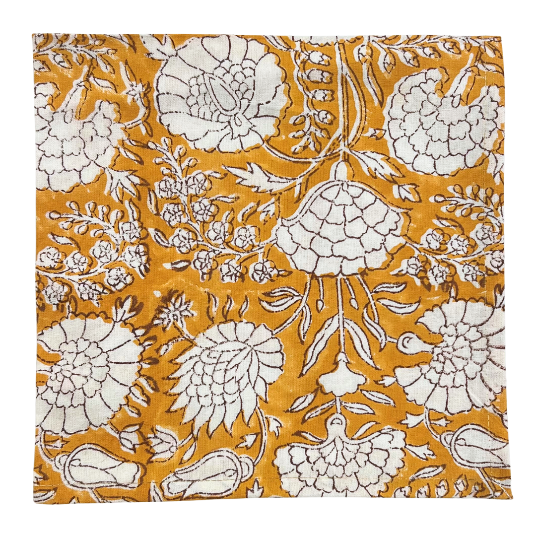 Block Print Napkin - Floral Amber